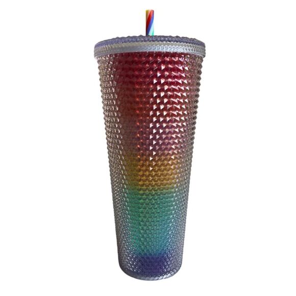 Starbucks Studded Tumbler Venti Rainbow Pride 24oz Summer 2020 with Straw - Picture 4 of 10